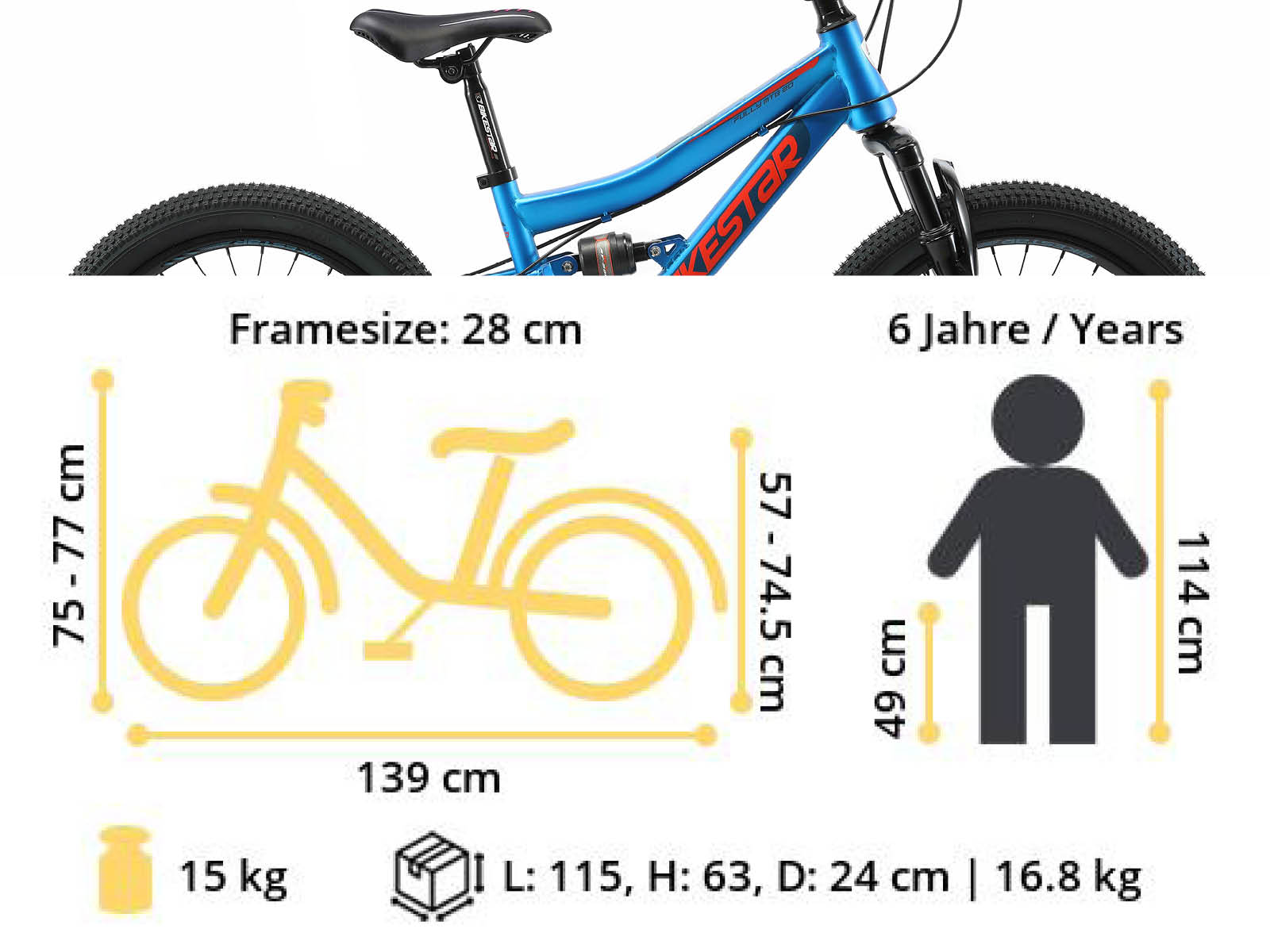 Bikestar MTB Fully staal 21speed 24inch blauw/oranje - Afbeelding 6