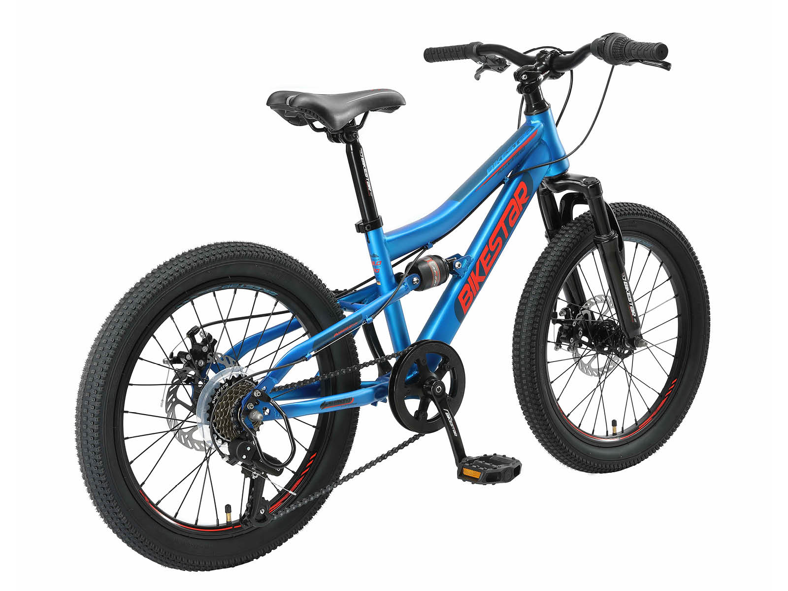 Bikestar kinderfiets MTB Fully Staal 7speed 20inch blauw/oranje - Afbeelding 4