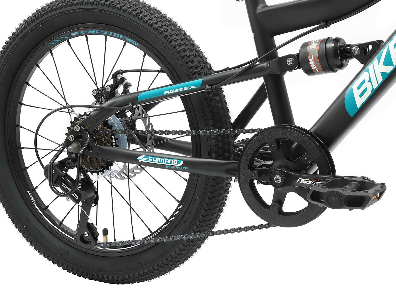 Bikestar MTB Fully staal 21speed 24inch zwart/petrol - Afbeelding 4