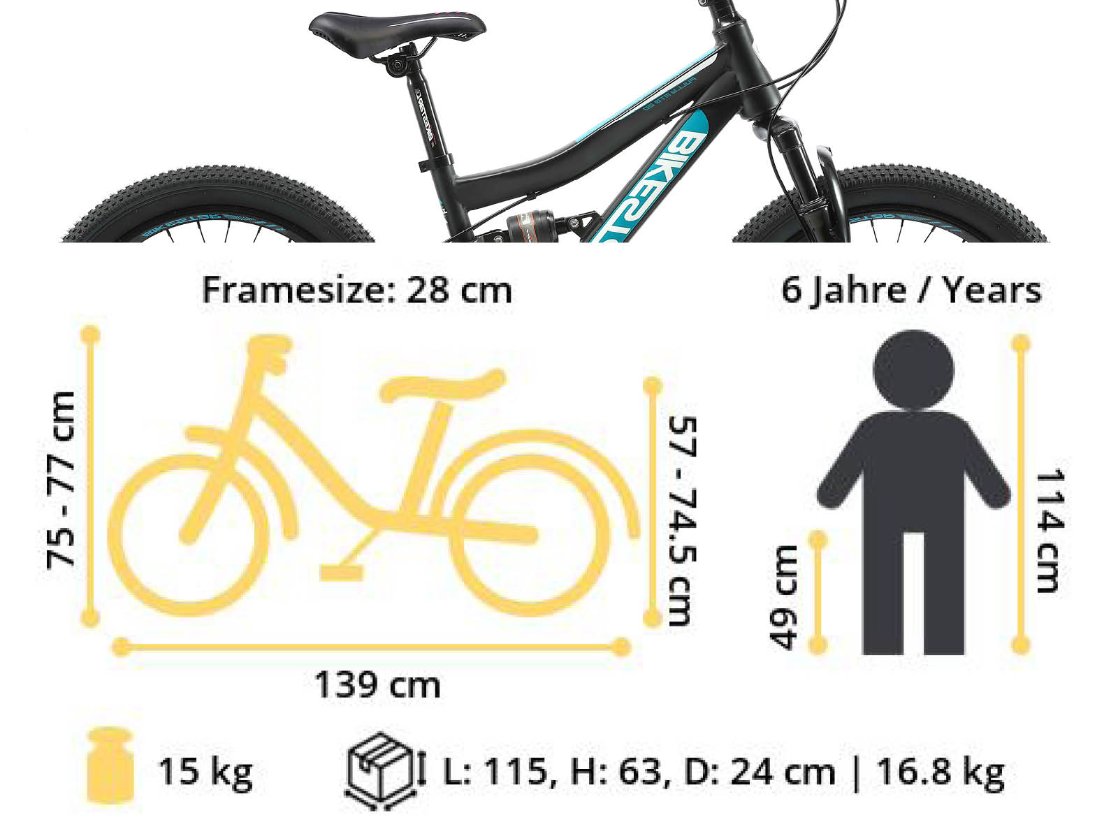 Bikestar MTB Fully staal 21speed 24inch zwart/petrol - Afbeelding 6