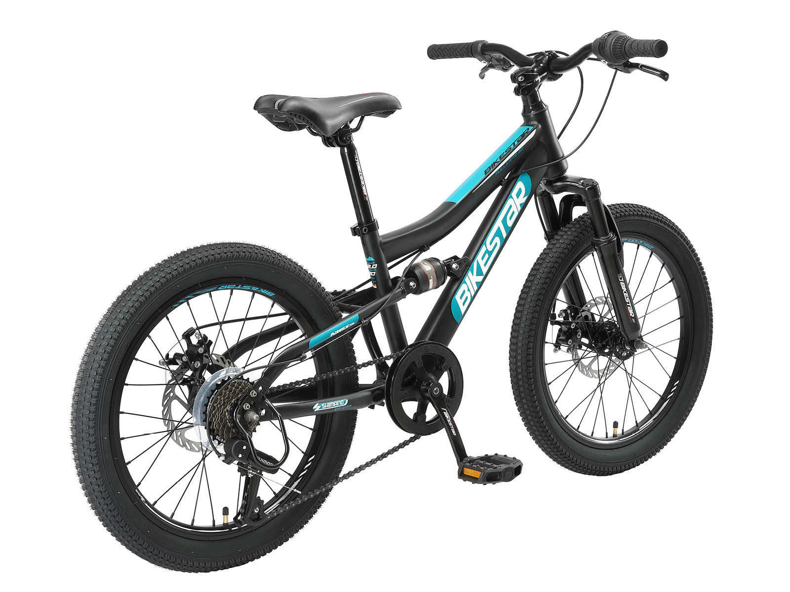 Bikestar MTB Fully staal 21speed 24inch zwart/petrol - Afbeelding 3