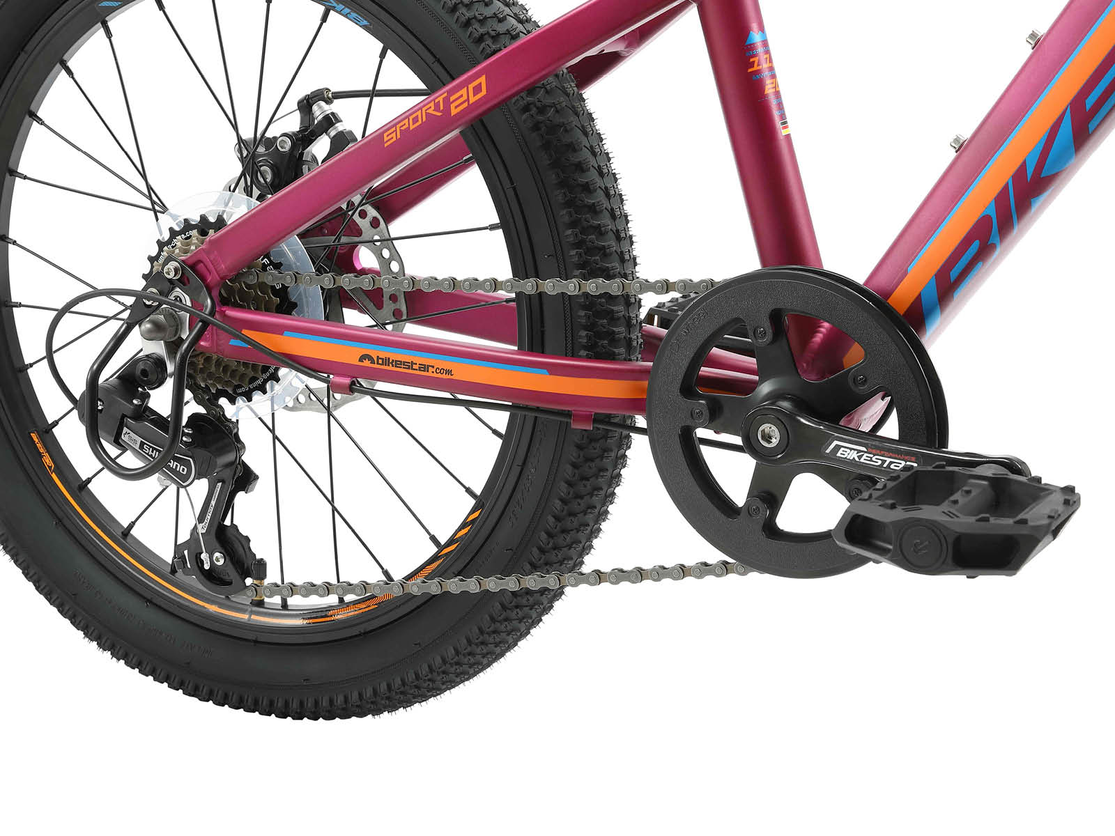 Bikestar kinderfiets MTB Sport 7speed 20inch paars/oranje - Afbeelding 4