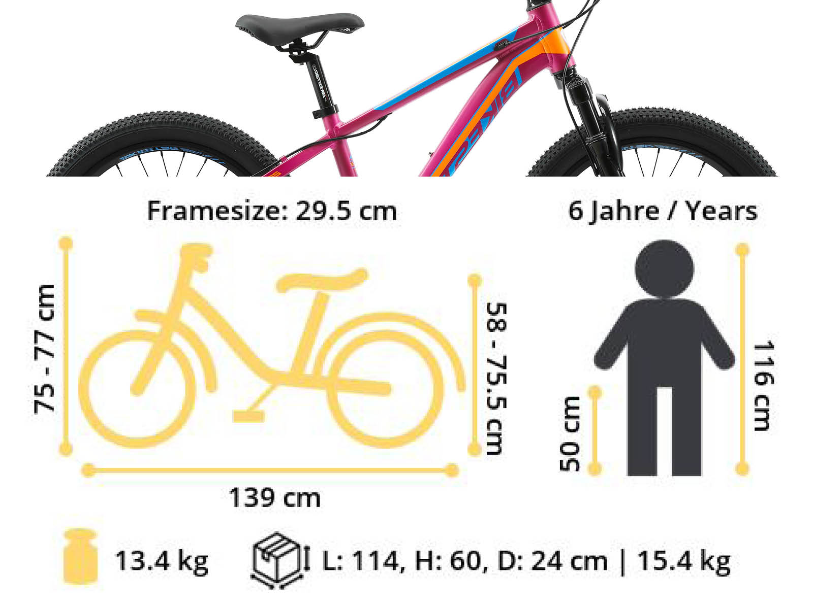 Bikestar kinderfiets MTB Sport 7speed 20inch paars/oranje - Afbeelding 6