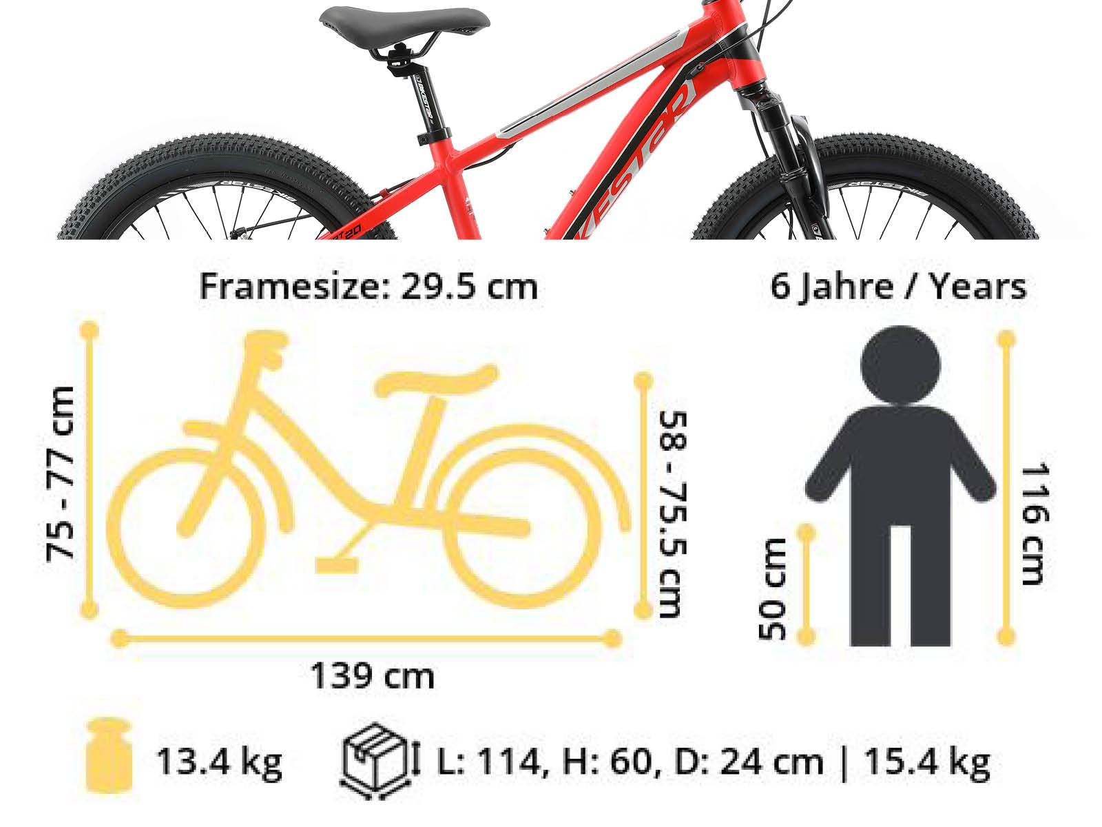 Bikestar kinderfiets MTB Sport 7speed 20inch rood - Afbeelding 6