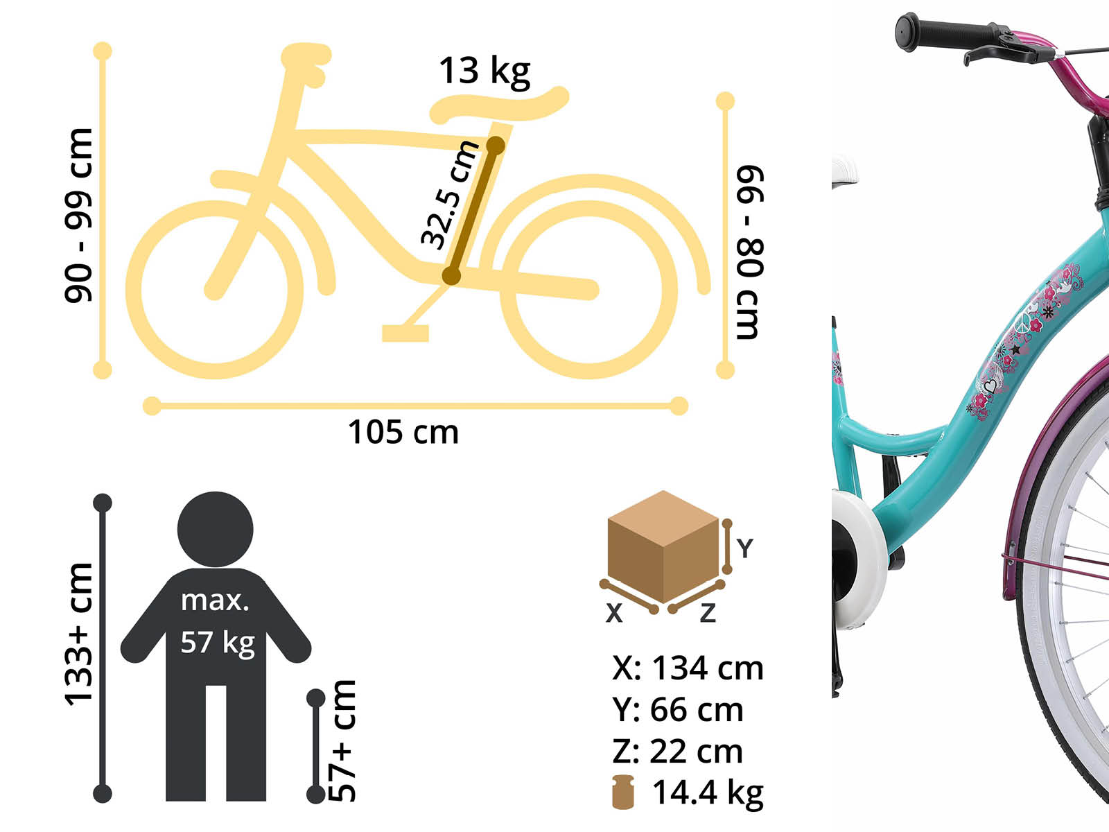 Bikestar kinderfiets Classic 24 inch mintgroen - Afbeelding 6