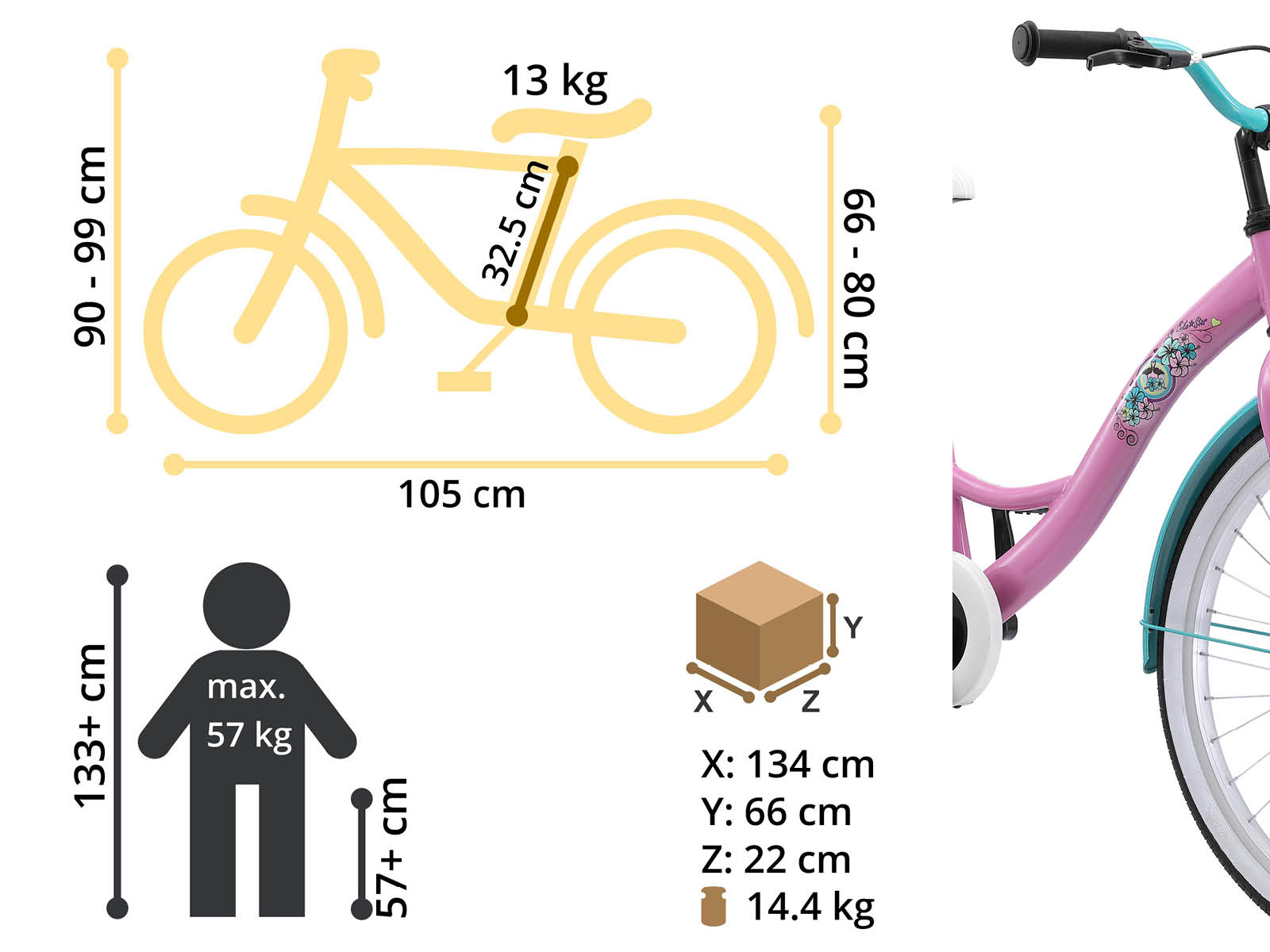 Bikestar kinderfiets Classic 24 inch roze - Afbeelding 6