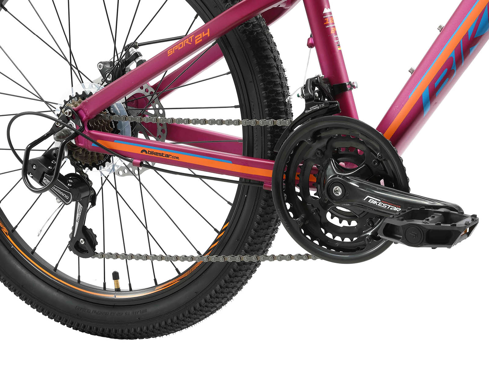 Bikestar MTB Sport 21speed 24inch paars/oranje - Afbeelding 4