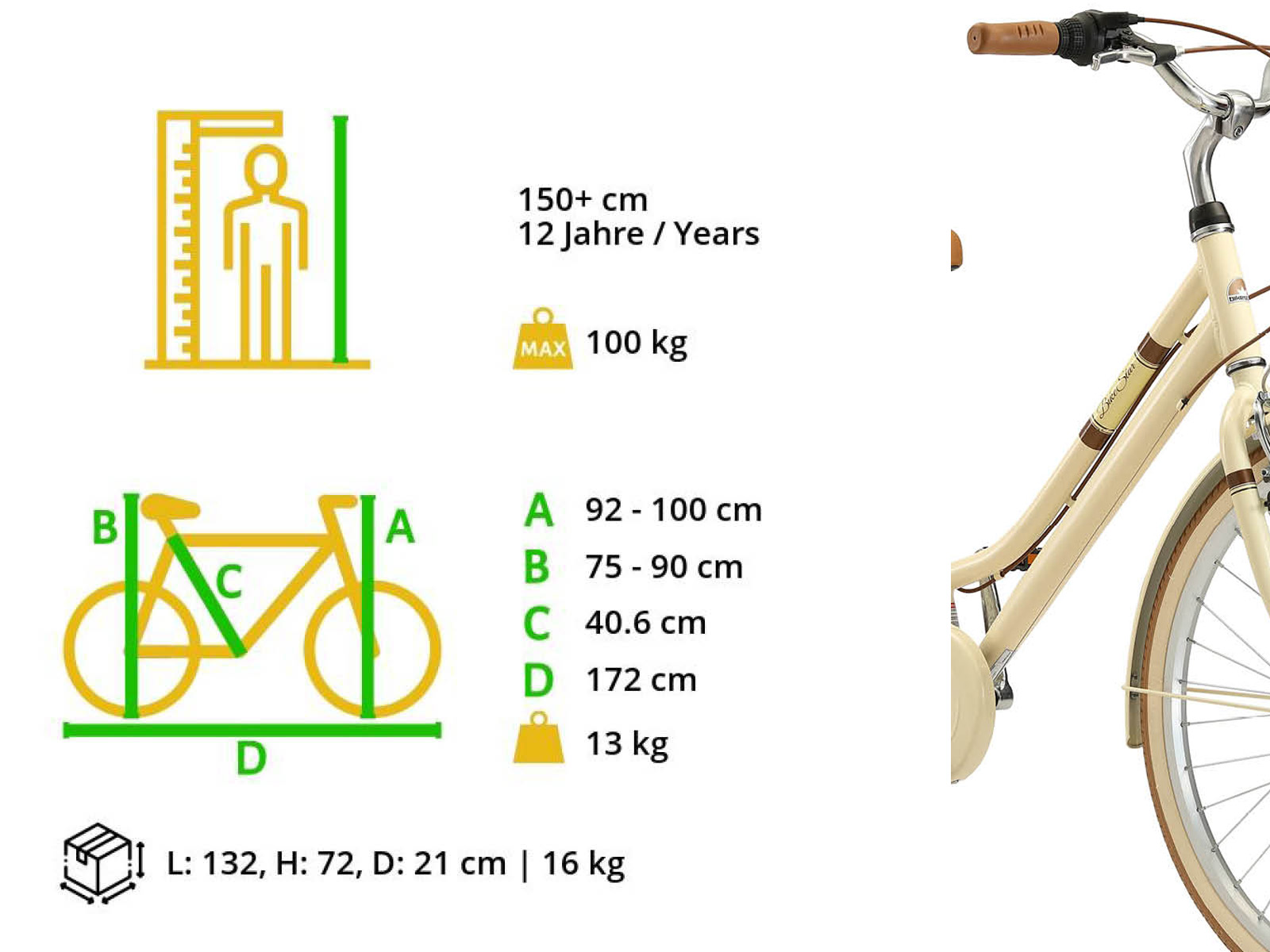 Bikestar, retro damesfiets, 26 inch, 7 sp derailleur, creme - Afbeelding 7
