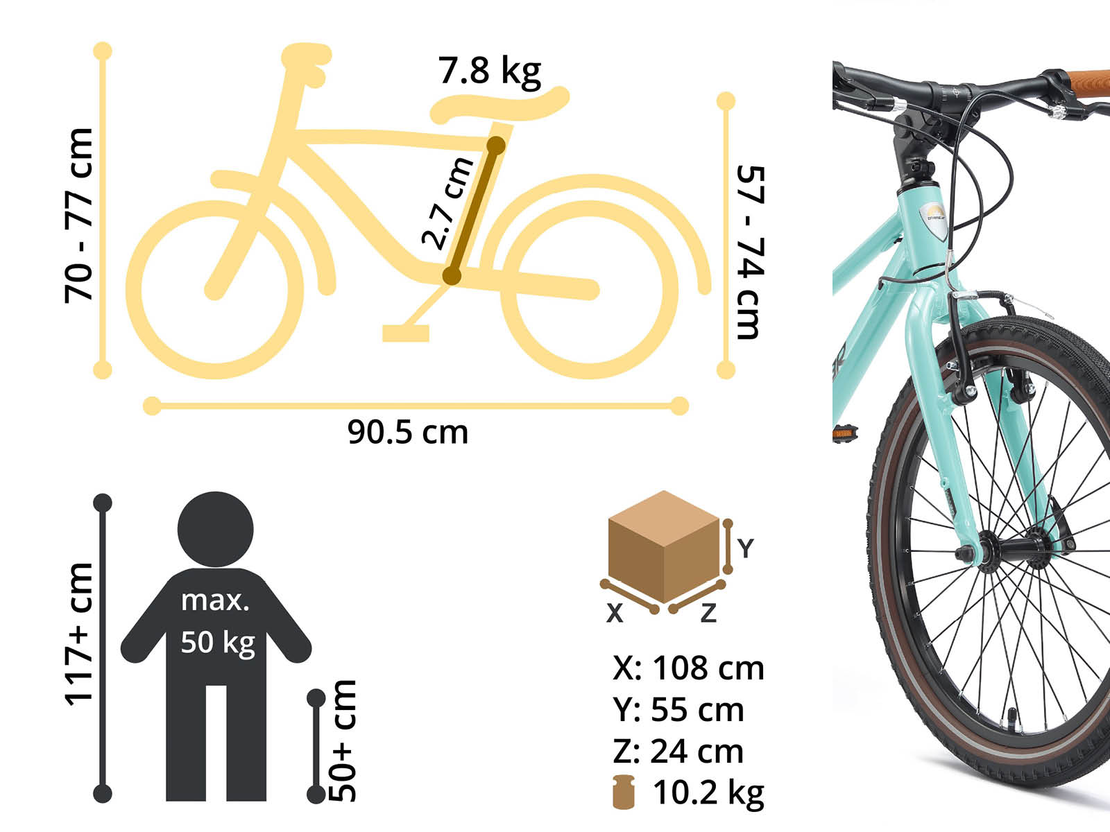 Bikestar kinderfiets lichtgewicht 20 inch 7 speed mintgroen - Afbeelding 6